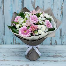 Букет цветов из:  Герберы, Альстромерии и Хризантемы #REPLACE_PRED# Чурилково
