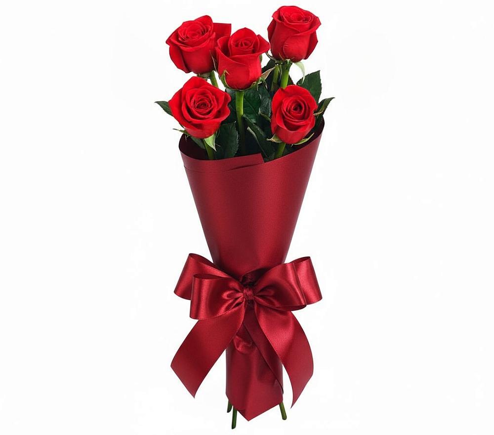 Букет 5 Красных роз Эдлесс Лав в Чурилково