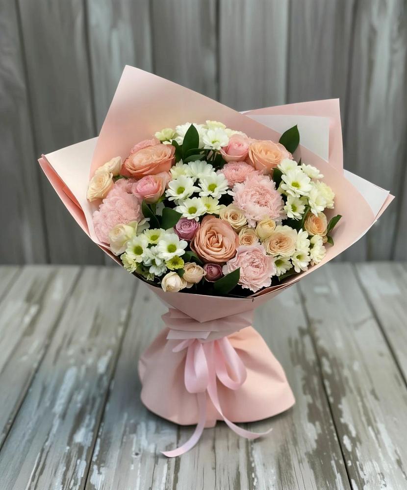 Букет цветов из: Гвоздики, Розы и Хризантемы в Чурилково