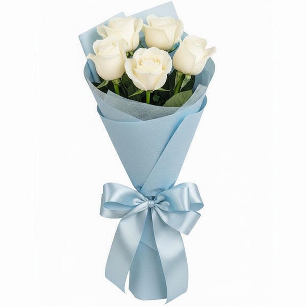 Букет 5 Белых роз Проуд в Чурилково