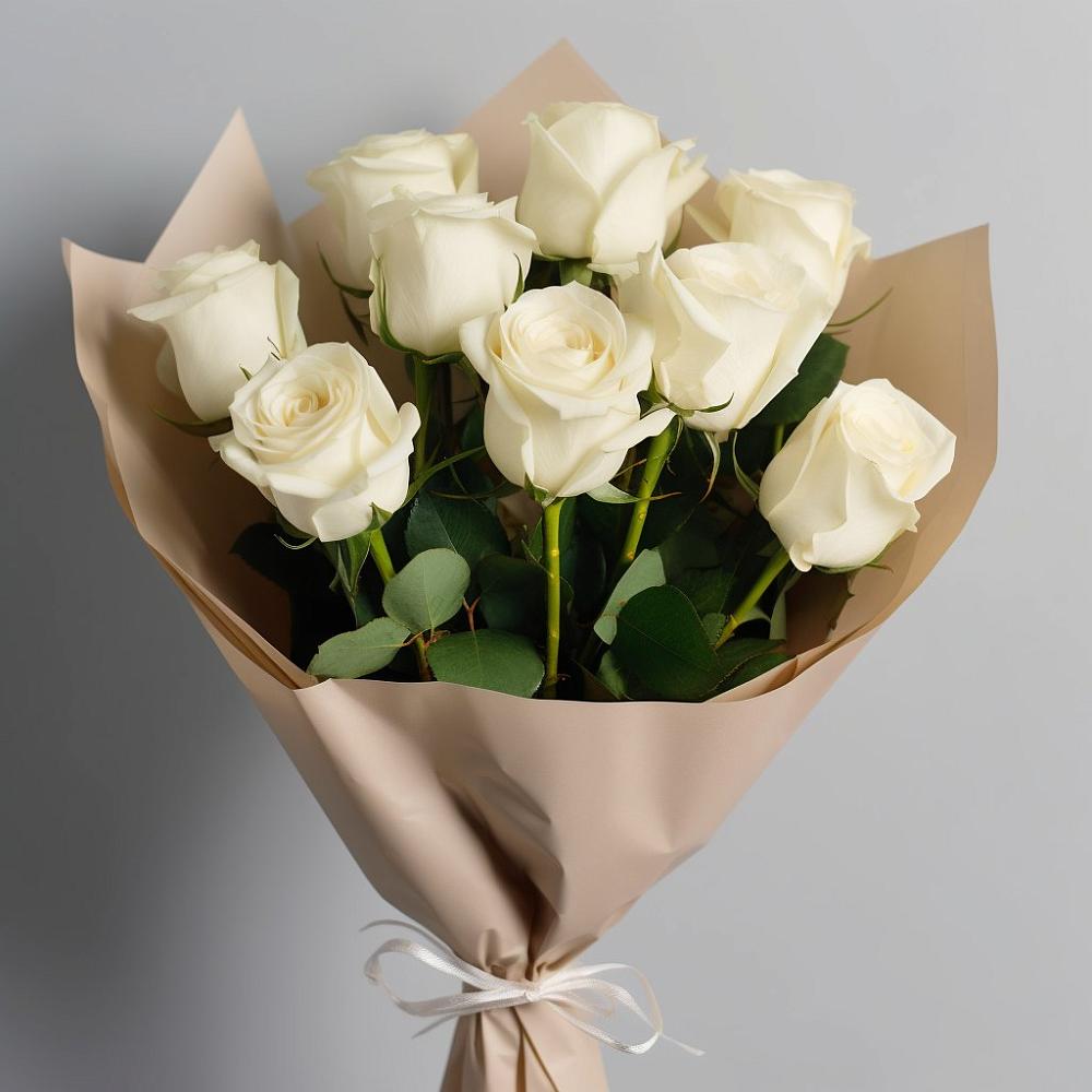 Букет 9 Белых роз Эдлесс Лав в Чурилково