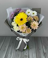 Букет цветов из:  Розы, Герберы и Хризантемы #REPLACE_PRED# Чурилково