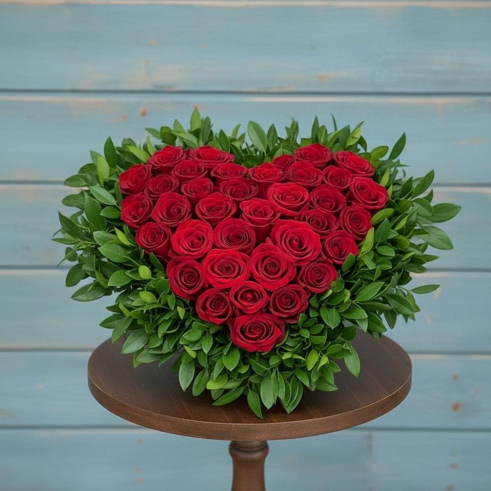 Цветочная композиция из Розы в виде сердца в Чурилково