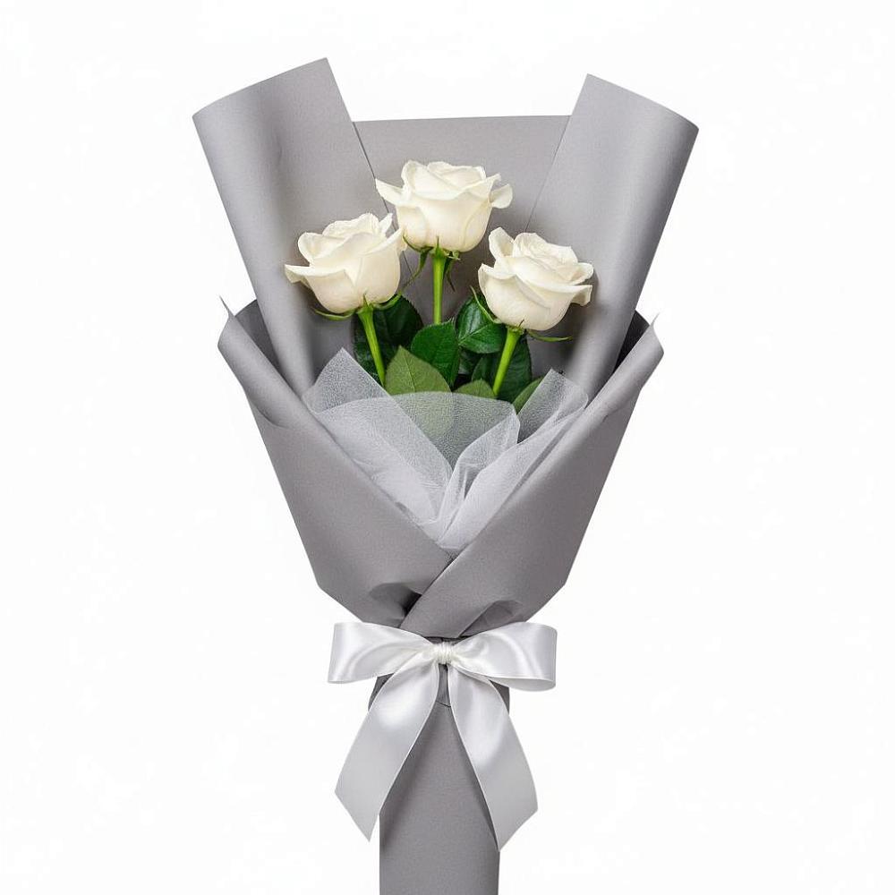 Букет 3 белые розы в Чурилково