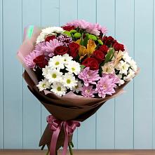 Букет цветов из:  Розы, Хризантемы и Альстромерии в Чурилково
