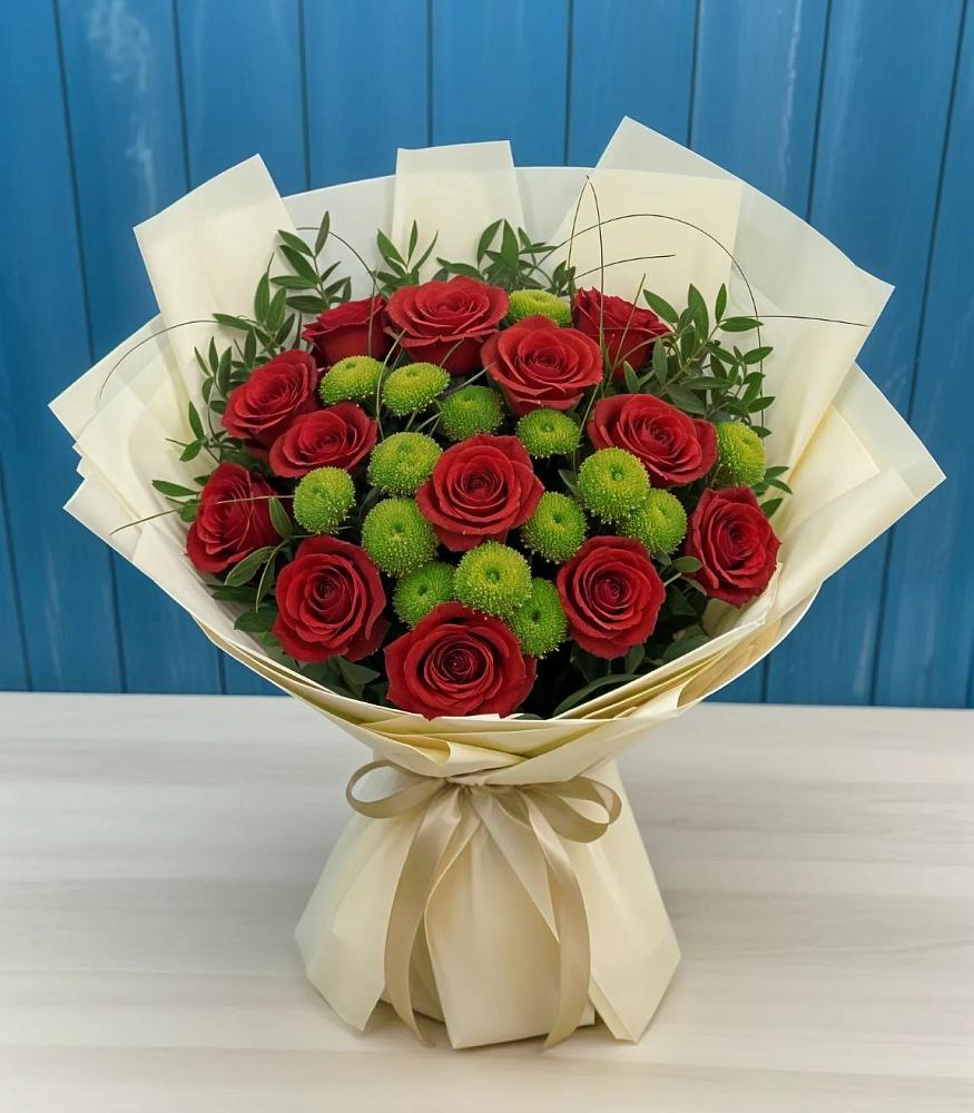 Букет цветов из: Розы и Хризантемы в Чурилково