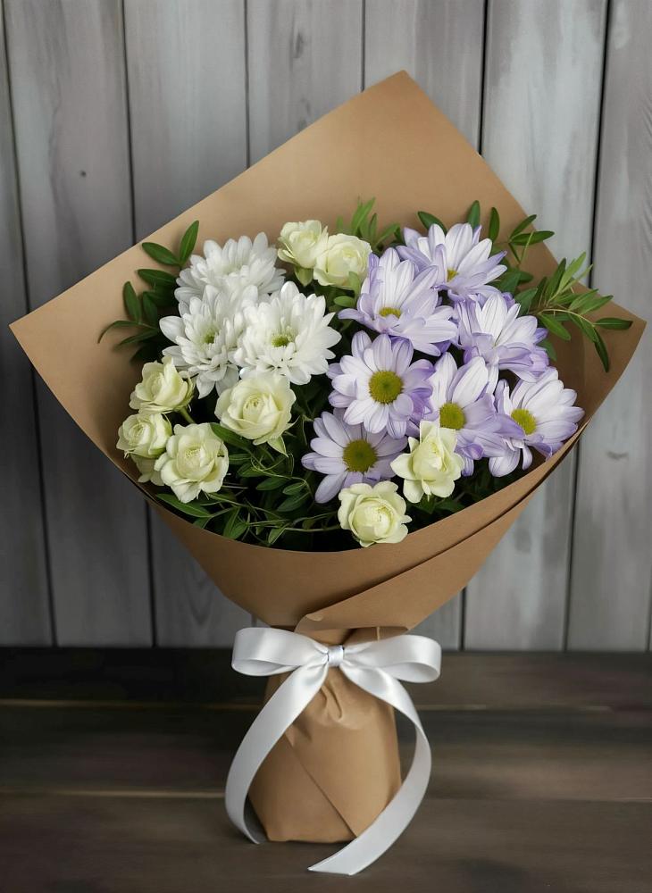 Букет цветов из: Хризантемы и Розы в Чурилково